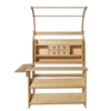 Shop with bow, without clothe, made of oiled lime wood, consists of a Waldorf playstand, a 4-drawer rack, a counter and a shelf that connect both.